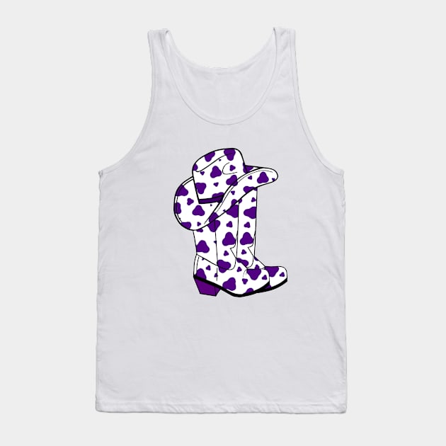 PURPLE Cow Spots Cowboy Hat And Boots Tank Top by SartorisArt1